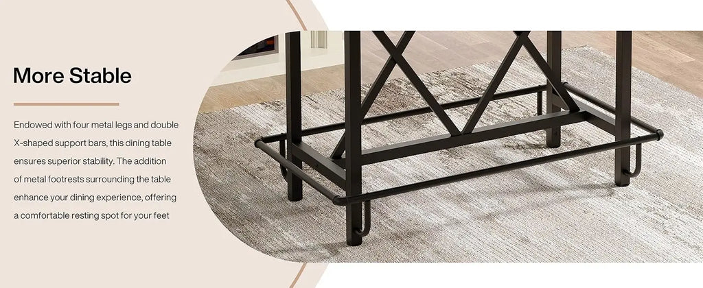 6 - Person Tabletop with Metal Legs - Height Table for Dining Room, Workspace
