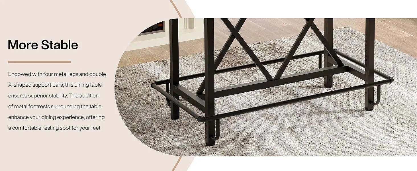 6 - Person Tabletop with Metal Legs - Height Table for Dining Room, Workspace