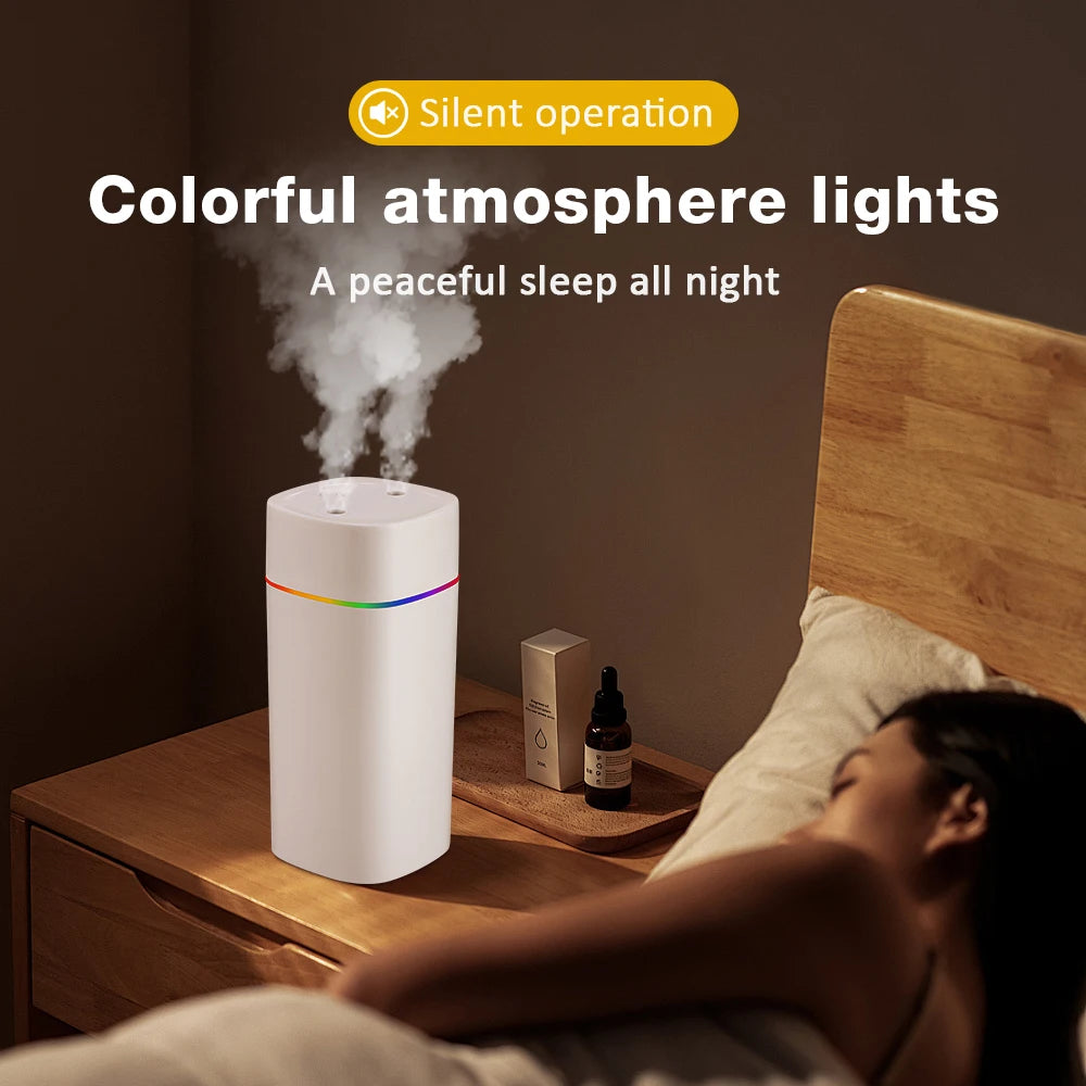 600ML Air Humidifier Double Spray Port Essential Oil Aromatherapy Diffuser Mute Atomizer