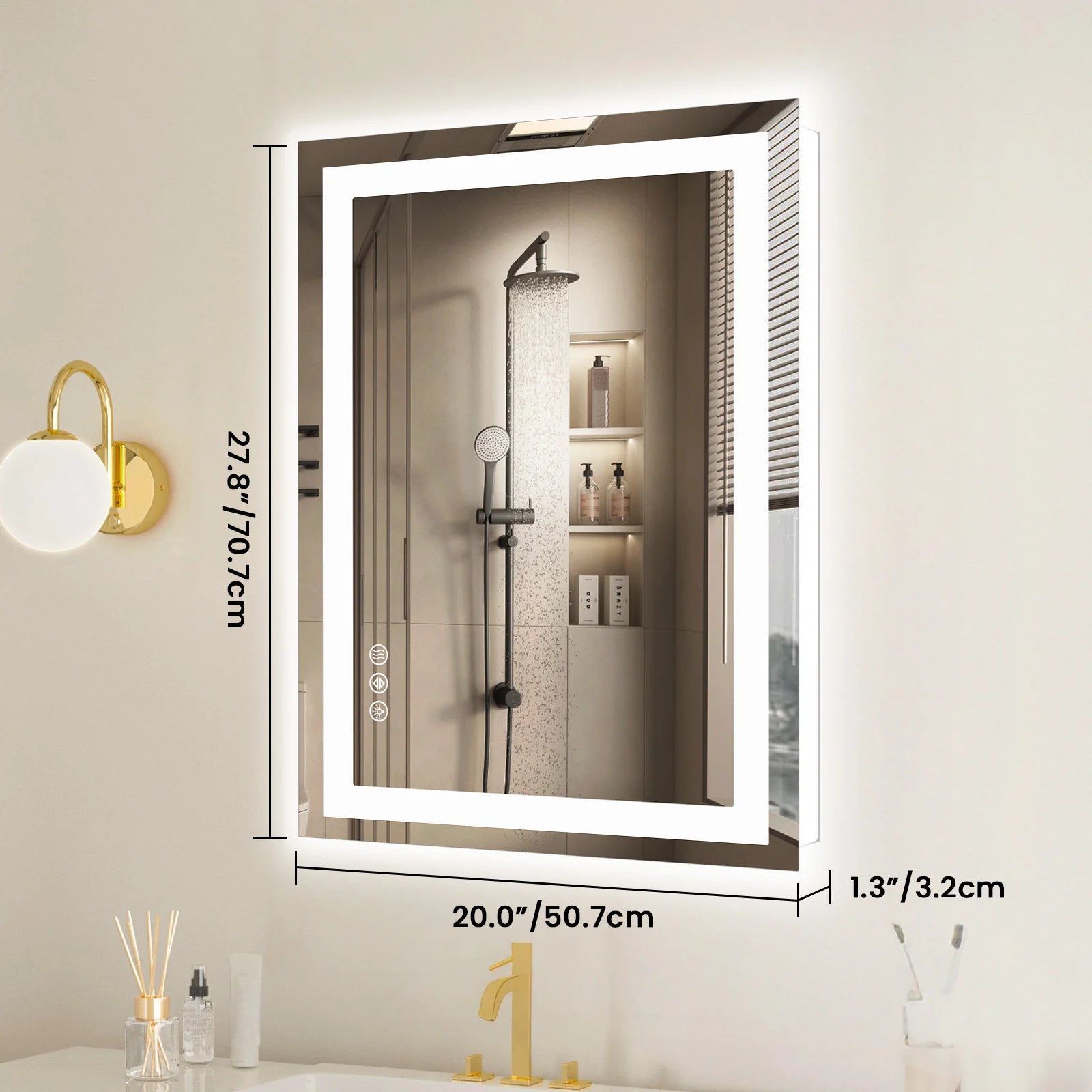 JHK 36"x 24"LED Bathroom  Mirror for Walls with Front Light and Backlit For Living Room