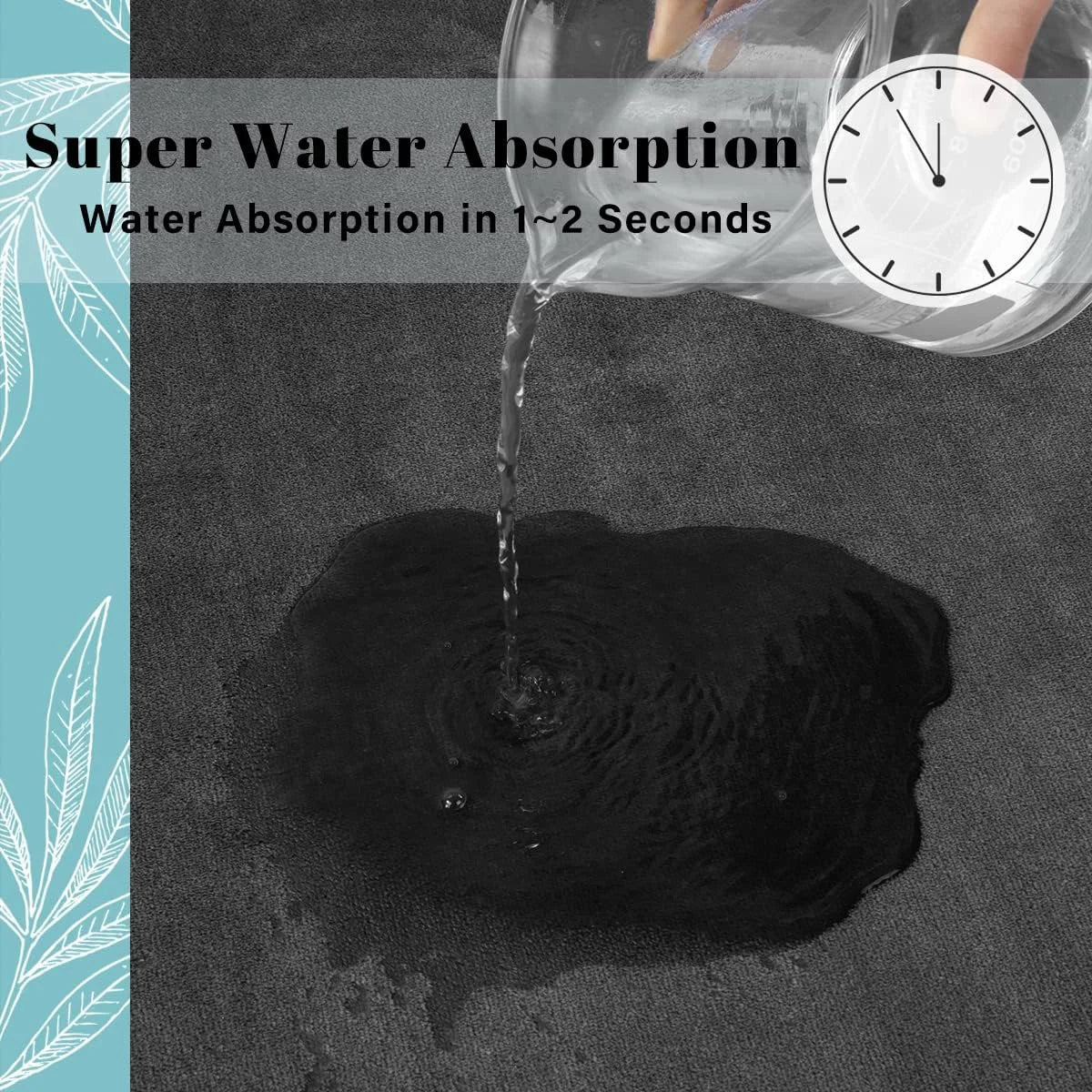 Super absorbent floor mat, bath mat, door mat, anti slip mat,