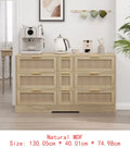 51.2” White Rattan Storage Locker with 9 Drawers and Metal Handles for Kitchen, Living Room, and Bedroom
