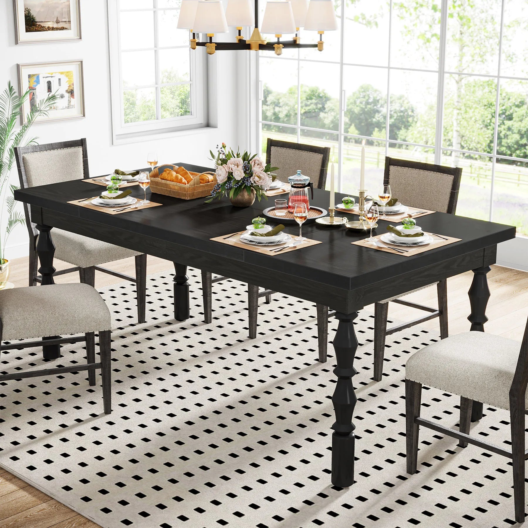 Tribesigns 62” Wood Patio Table for 4-6 People,