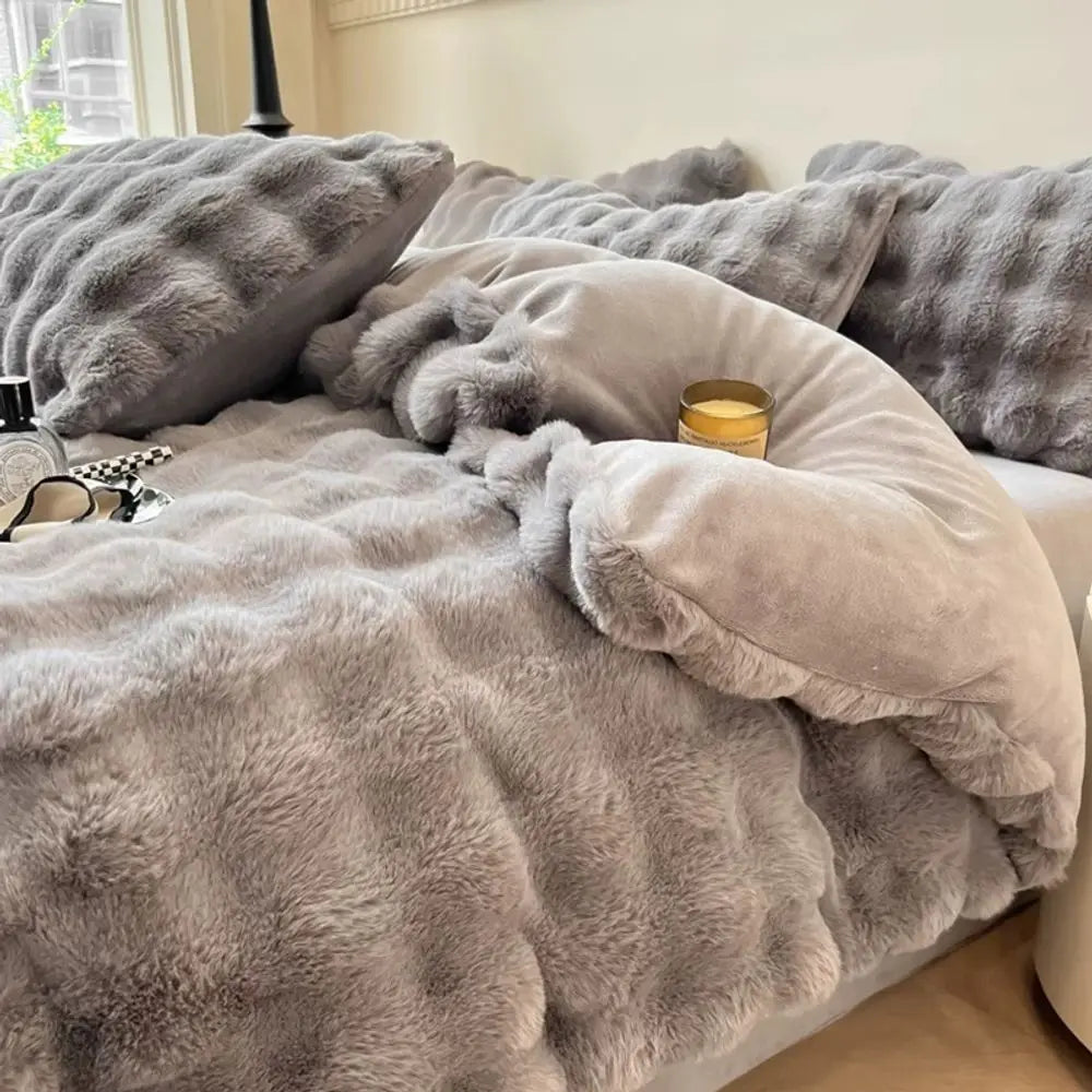 1pc Faux Rabbit Fleece Blanket - Weighted 6 lbs Faux Rabbit Fleece Blanket - Bedspread