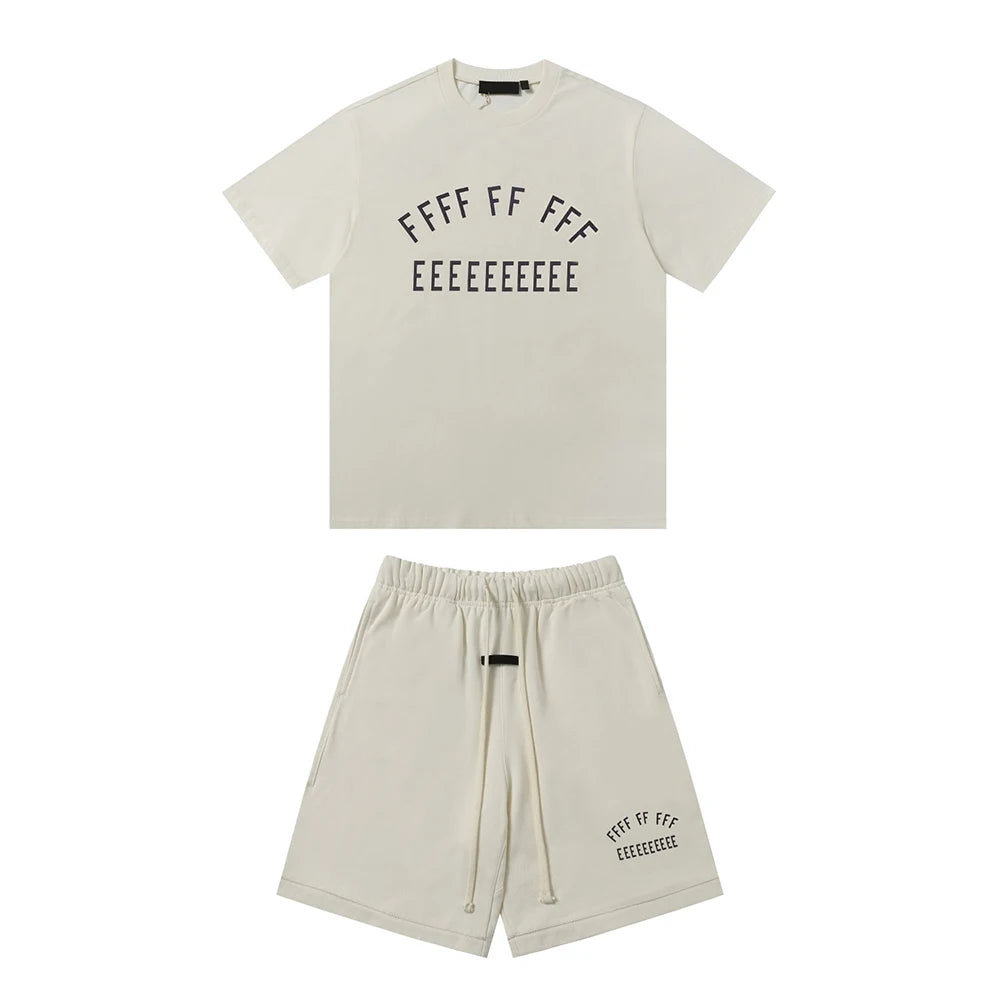 24fw Brand New Collection State Letter Print Short Sleeve T Shirt Shorts Sets Men Women
