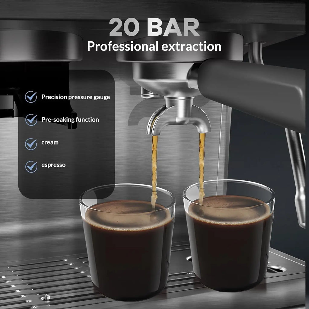 Espresso Machine with Grinder, Semi-Automatic