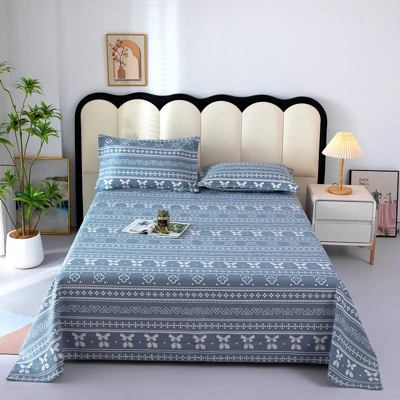 100% Cotton Bed Flat Sheet for Double Bed Flowers Print Top Sheets Single/Queen/King Flat Bedsheets Home Bed Linen Sheets