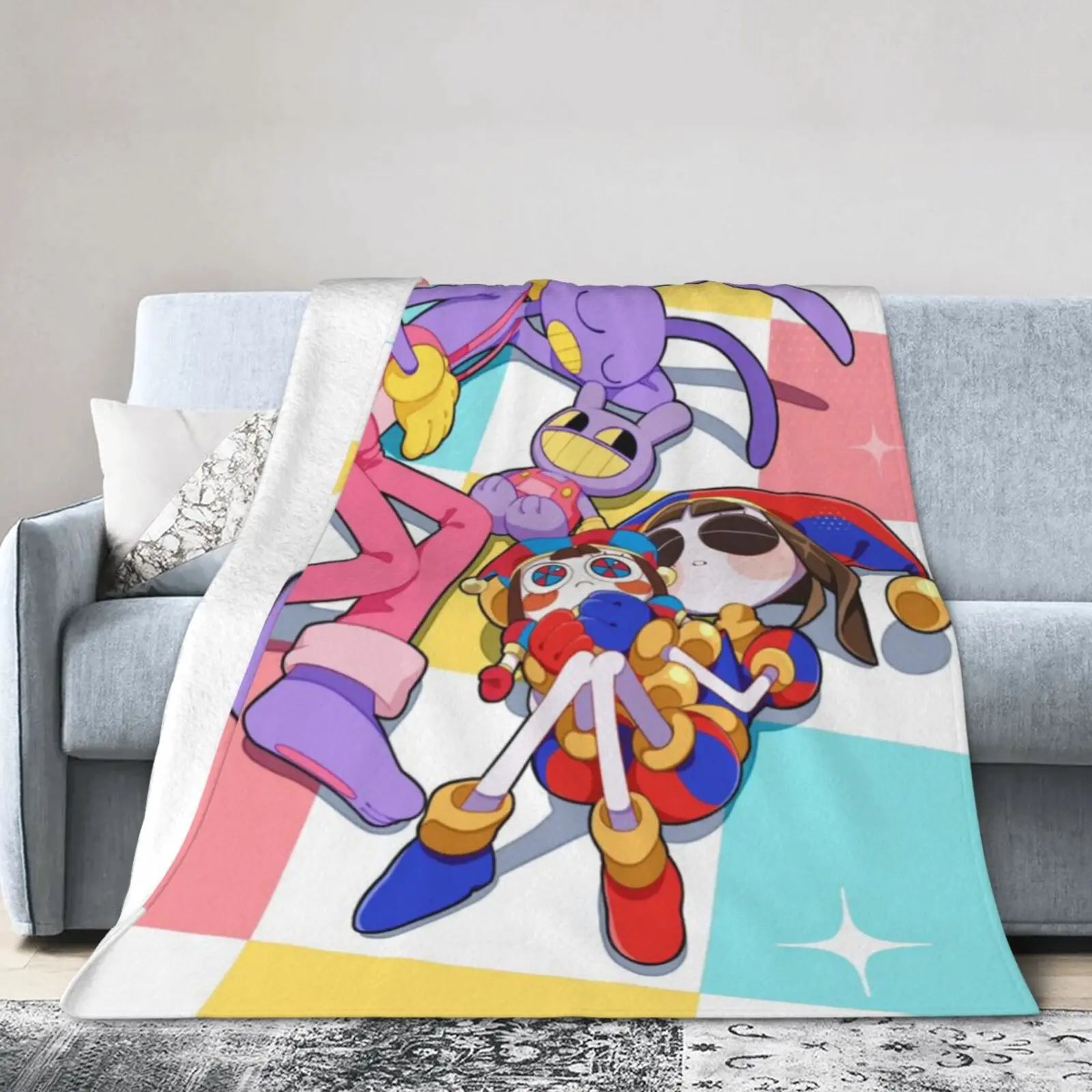 A-Amazing D-Digital Anime Circus Cozy Super Soft Flannel Blanket, Funny Game Theme Warm Throw Blanket For Living Room,Home Decor