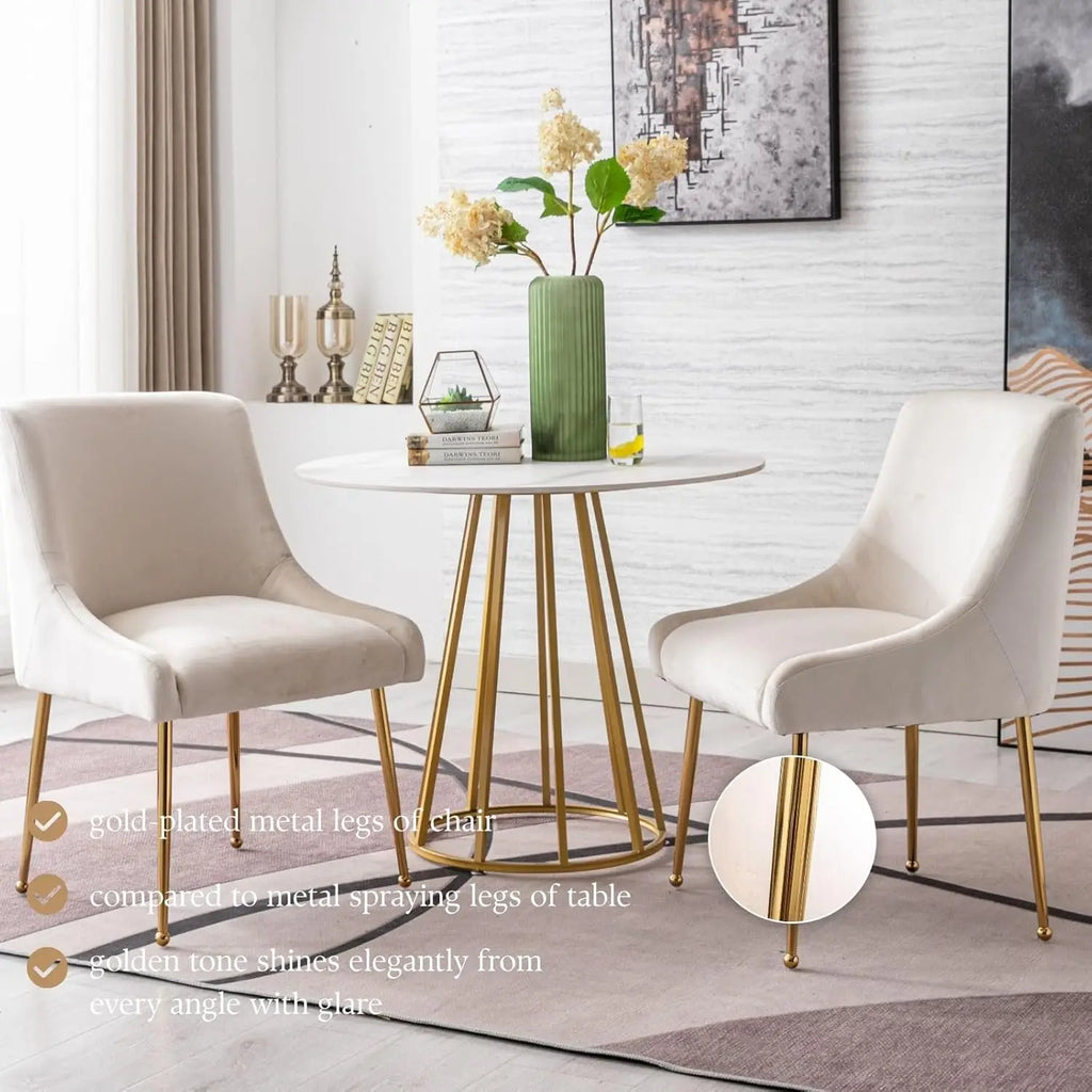 Cream Velvet Dining Chairs Gold Legs, Modern Upholstered Dining Room Chair with Wing Back Set of 4 Armless Padded, Customized