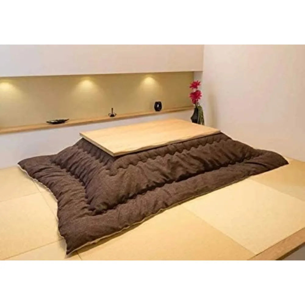 Japanese Style Electric Heated Kotatsu Table - Wooden Chabudai Furniture with 120V Heater for Dining and Work