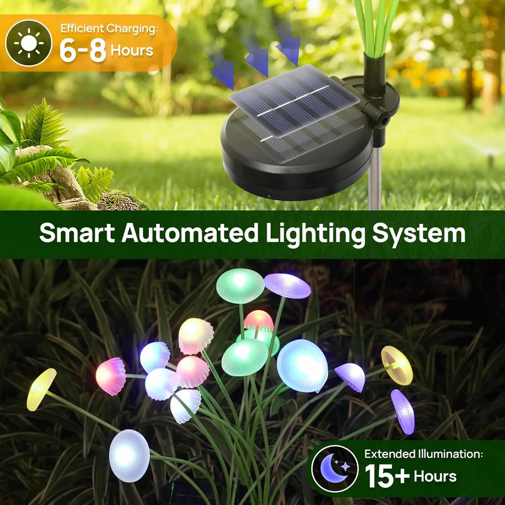 LED Solar Garden Lights Dual Mode Mushroom Lights Waterproof Decor Yard Patio Pathway