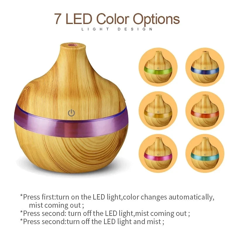 Electric Aroma Air Diffuser Wood Ultrasonic Air Humidifier Essential Oil Aromatherapy