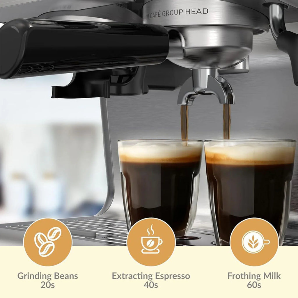 20 Bar Coffee Machine 1450W Semi Automatic Espresso Maker with Grinder