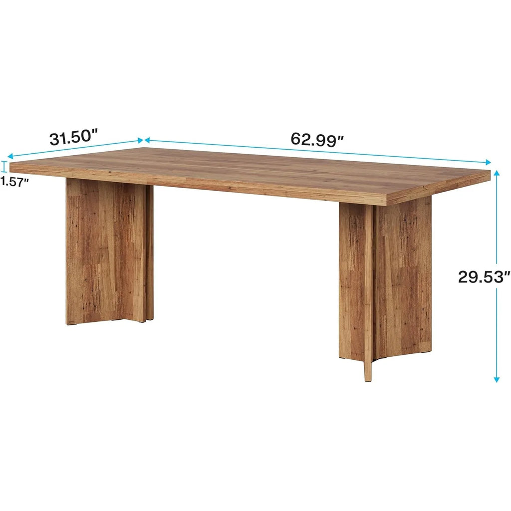 63-inch Dining Table for 4-6, Farmhouse Kitchen Table , Rectangular Eating Table for Dining Room, Living Room