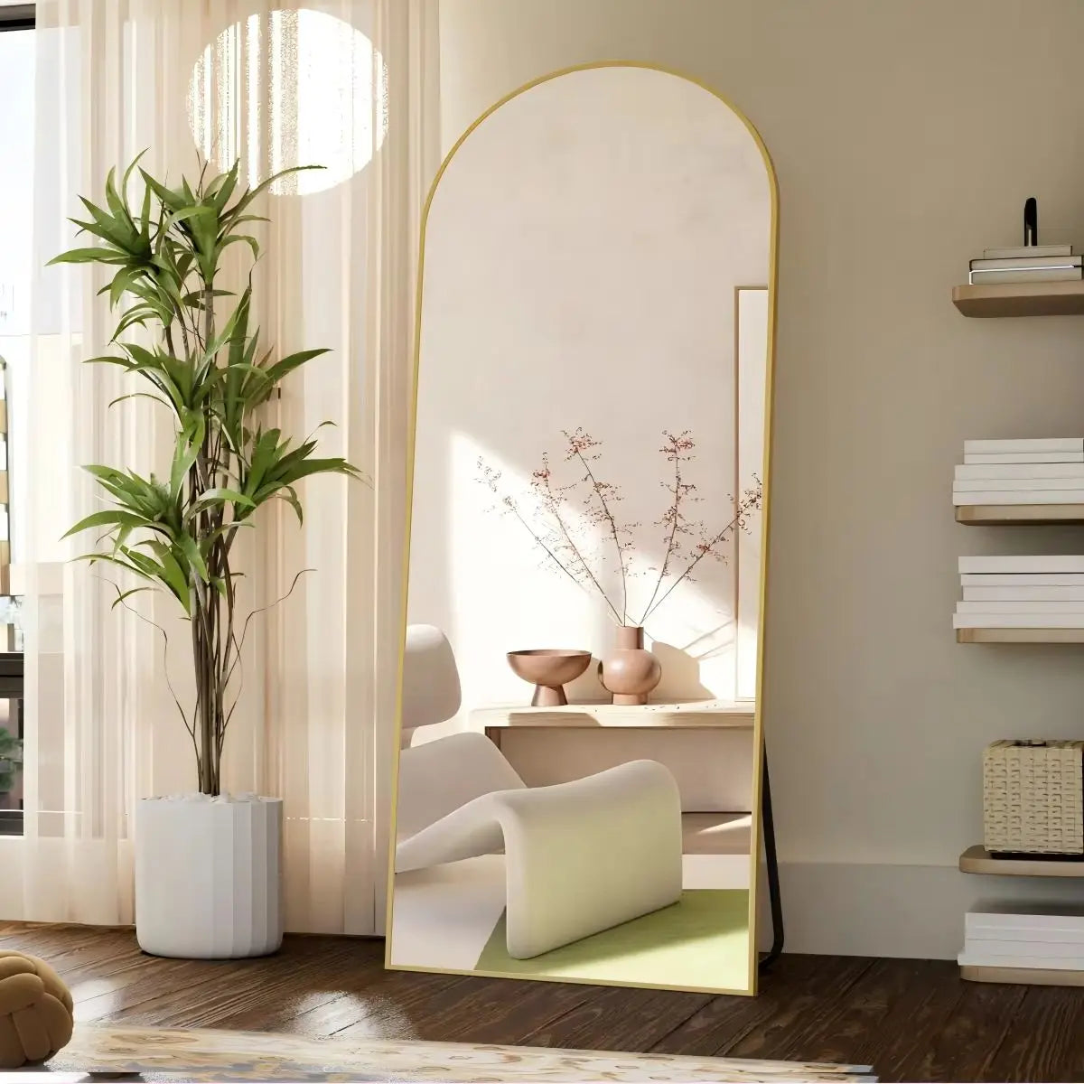BEAUTYPEAK Arched Full Length Mirror, 71"x26" Full Body Floor Mirror Standing Hanging or Leaning Wall