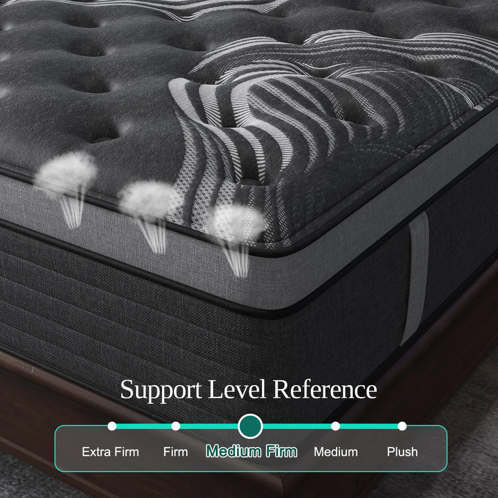 12"14" Gel Memory Foam Hybrid Pocket Spring Mattress Twin Full Queen King