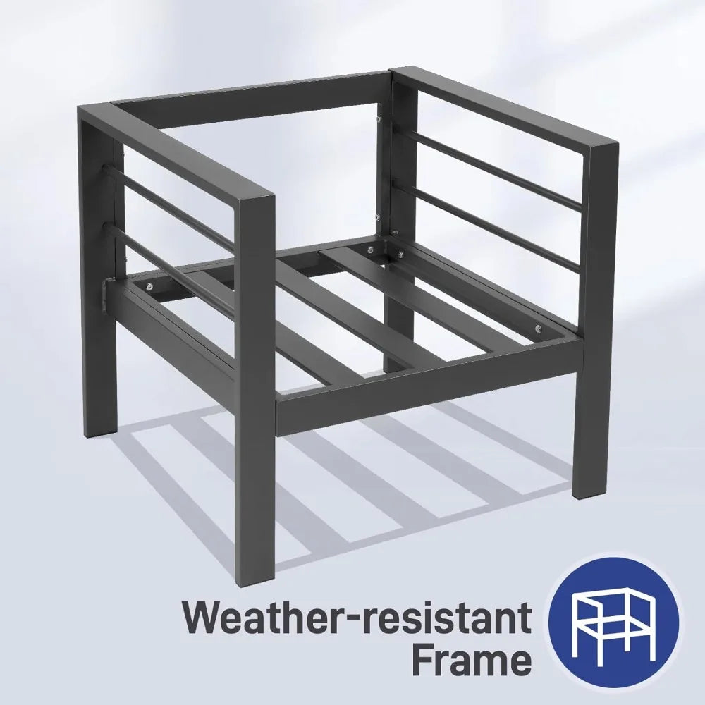 4-Seat Aluminum Outdoor Furniture Set with Cushions and Coffee Table