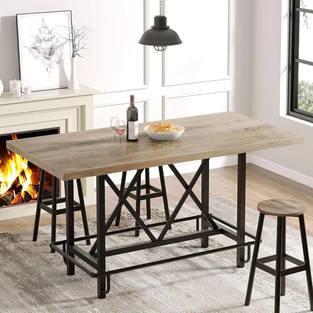 6 - Person Tabletop with Metal Legs - Height Table for Dining Room, Workspace