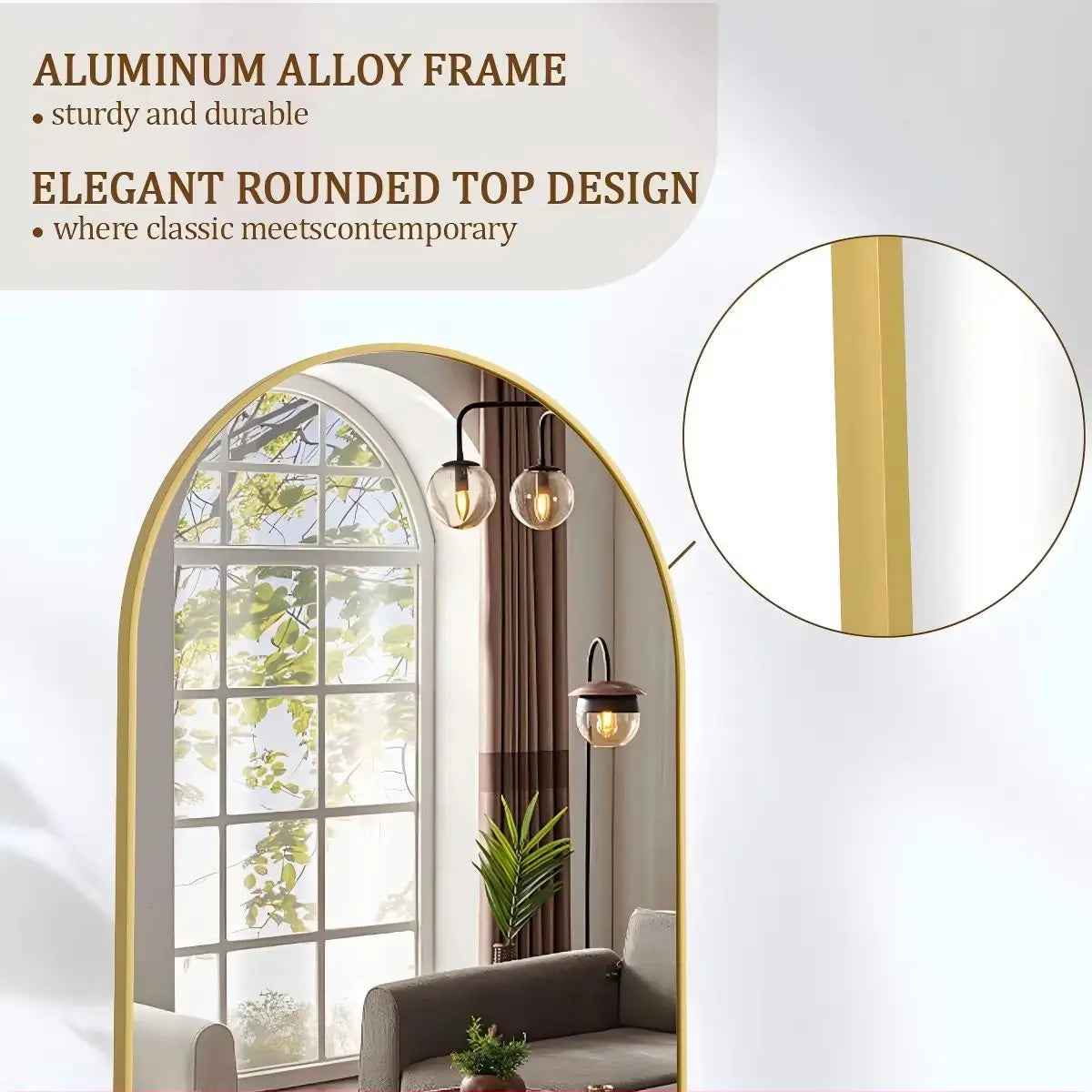 BEAUTYPEAK Arched Full Length Mirror, 71"x26" Full Body Floor Mirror Standing Hanging or Leaning Wall