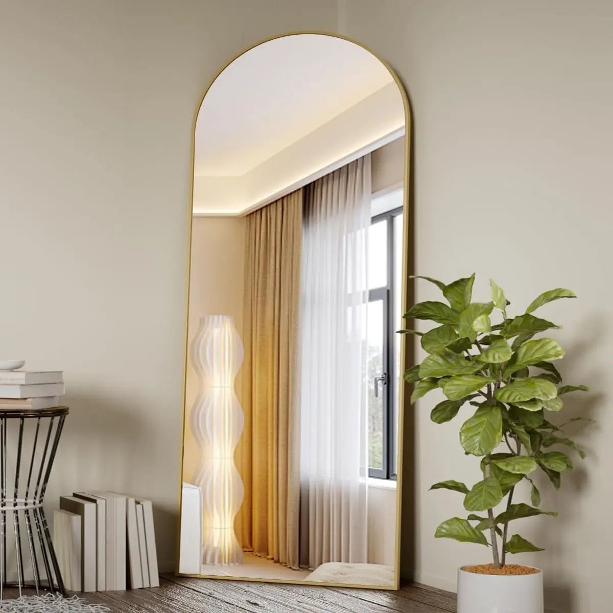 BEAUTYPEAK Arched Full Length Mirror, 71"x26" Full Body Floor Mirror Standing Hanging or Leaning Wall