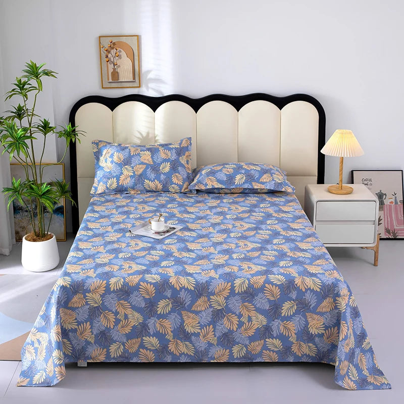 100% Cotton Bed Flat Sheet for Double Bed Flowers Print Top Sheets Single/Queen/King Flat Bedsheets Home Bed Linen Sheets