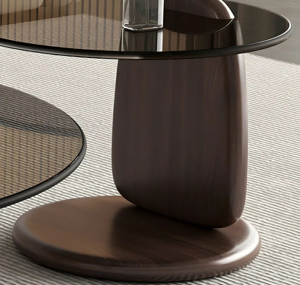 Glass Round Coffee Table Nesting Table Set of 2,