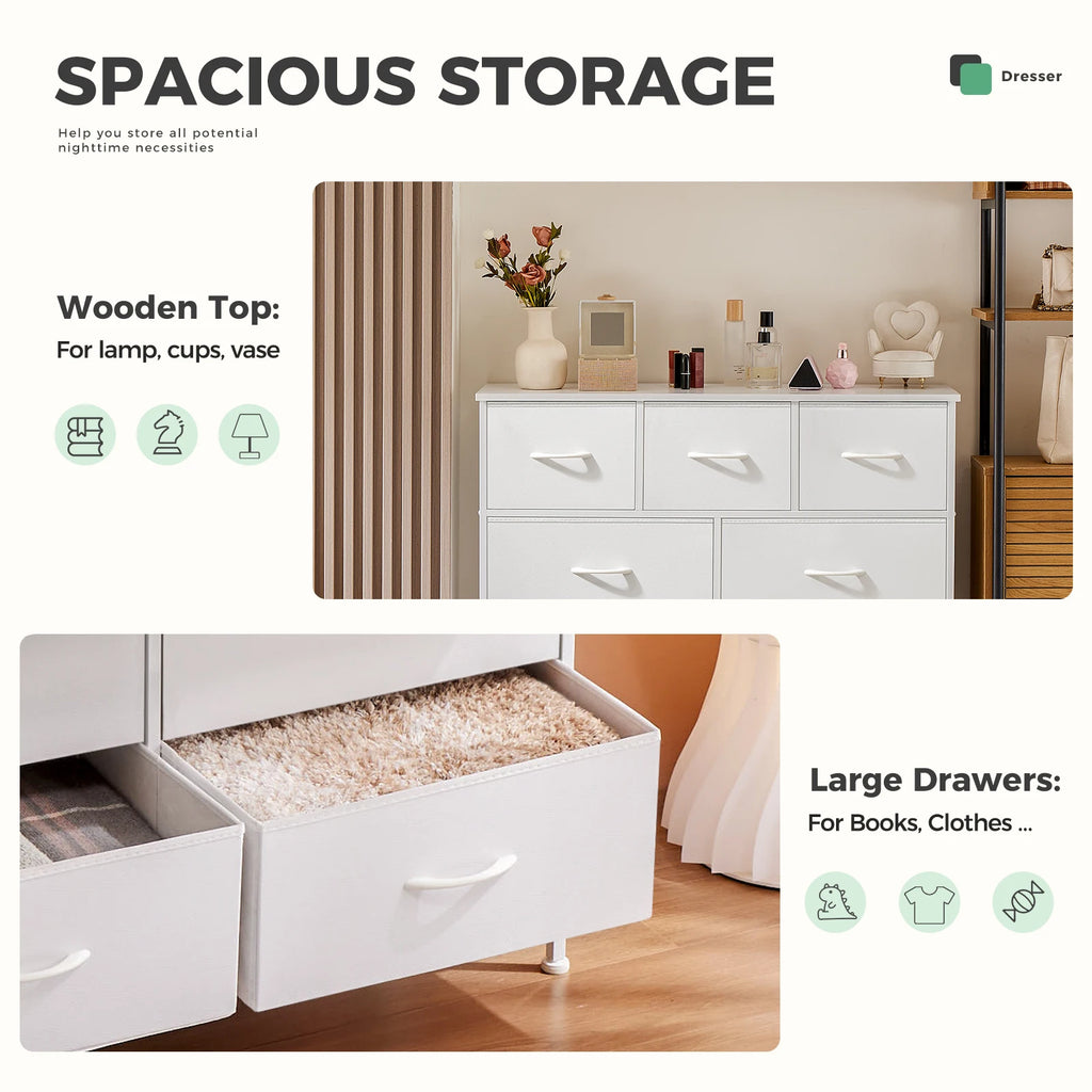 JHK Wardrobes With 5/7/10 White Lover Fabric Drawers Chest Wardrobe