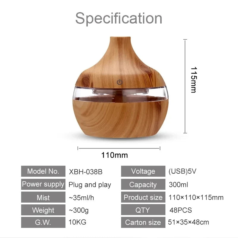 Electric Aroma Air Diffuser Wood Ultrasonic Air Humidifier Essential Oil Aromatherapy