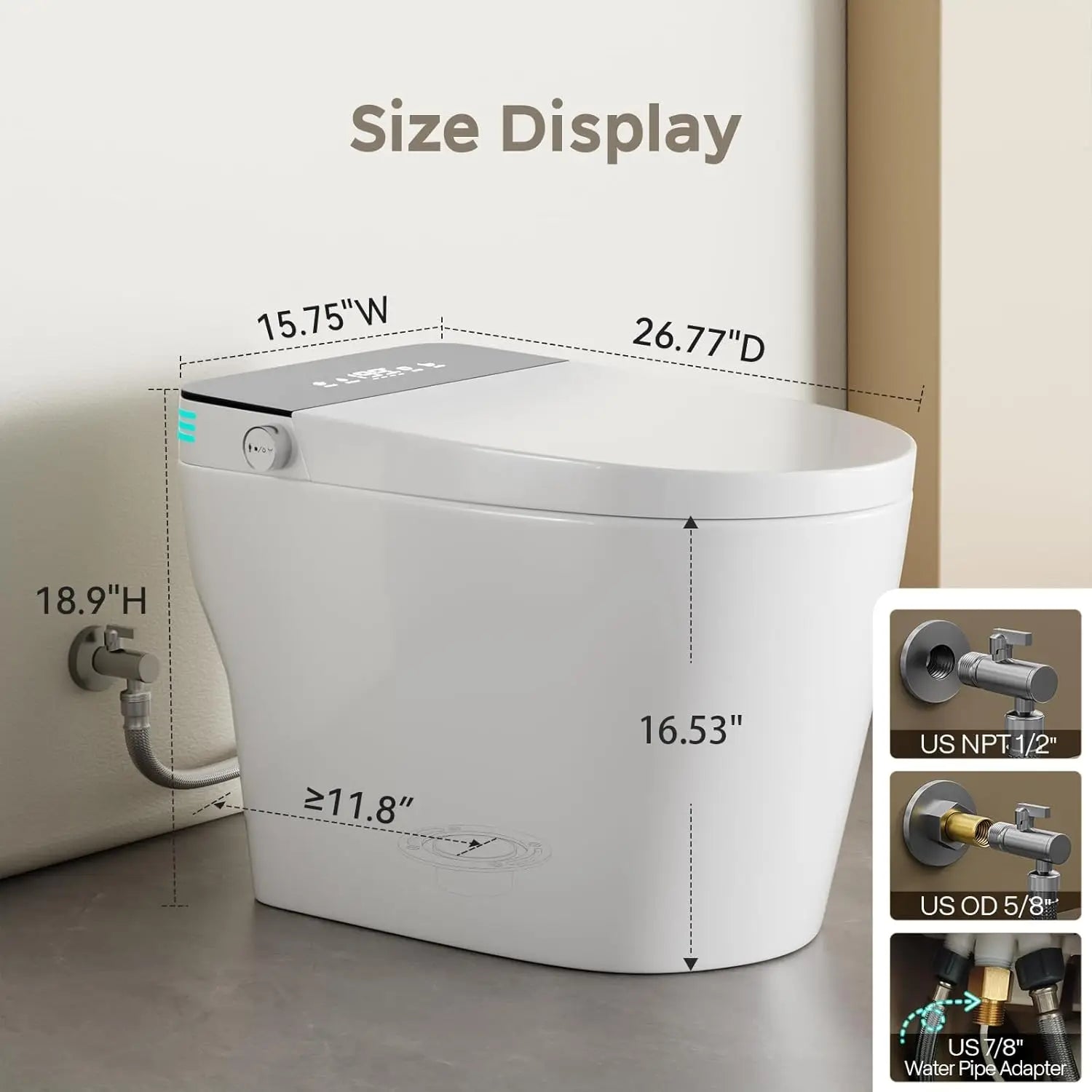 Smart Toilet with Bidet Built In, One Piece Bidet Toilet with Auto Dual Flush, Foam Shield, Modern Elongated, Customized