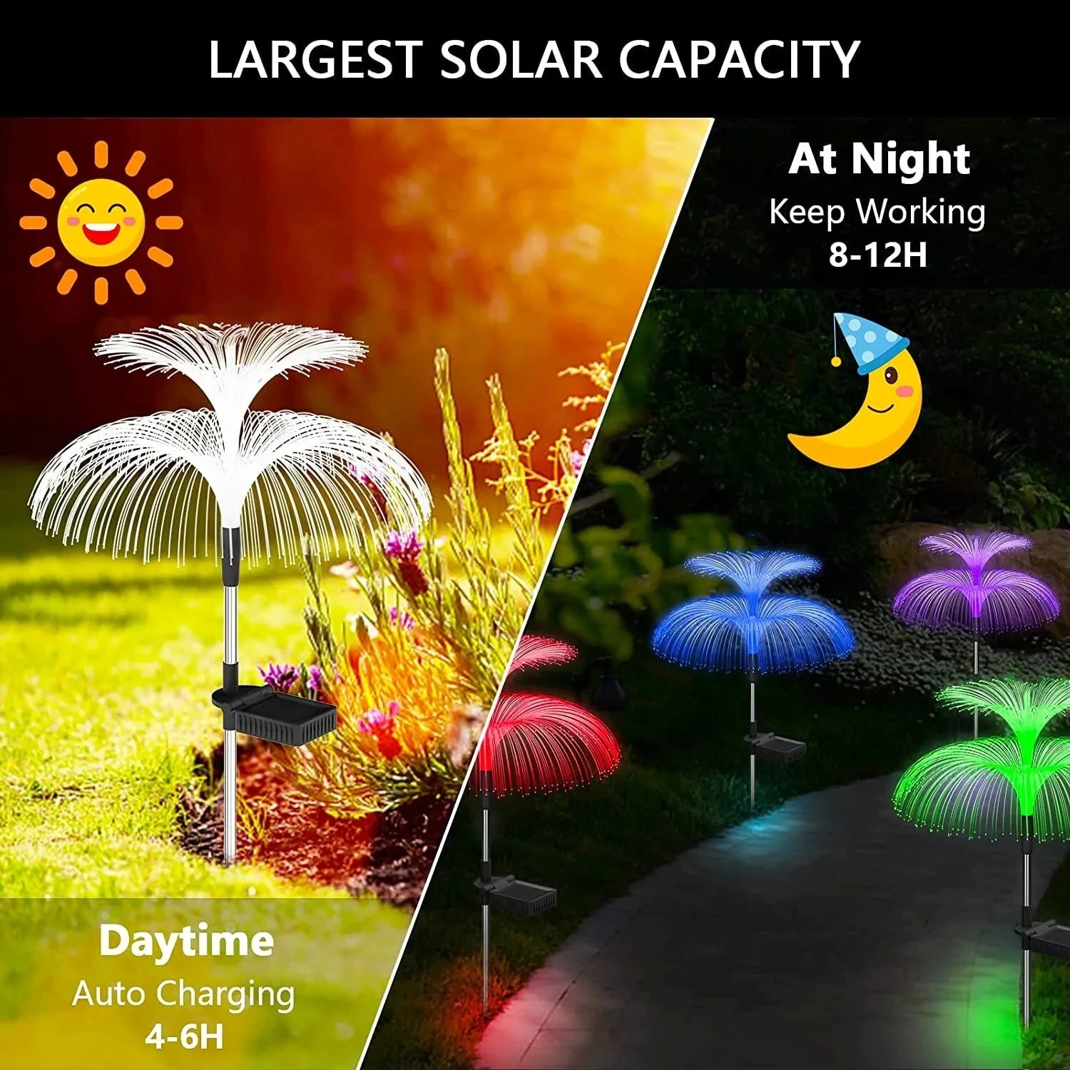 1-10pcs 7Color Changing Outdoor Lamp Solar Jellyfish Lights