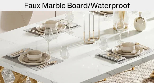 Modern Dining  or Kitchen Table for 4-6 People, Unique Rectangular Table