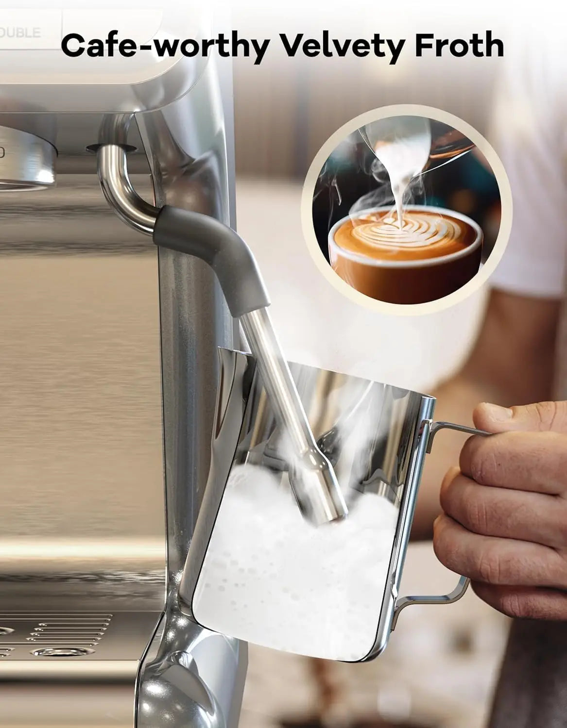 20 Bar Coffee Machine 1450W Semi Automatic Espresso Maker with Grinder