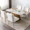 Cream Velvet Dining Chairs Gold Legs, Modern Upholstered Dining Room Chair with Wing Back Set of 4 Armless Padded, Customized