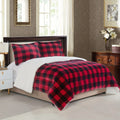 1pc Cozy Sherpa Fleece Buffalo Plaid Blanket -  Machine Washable,