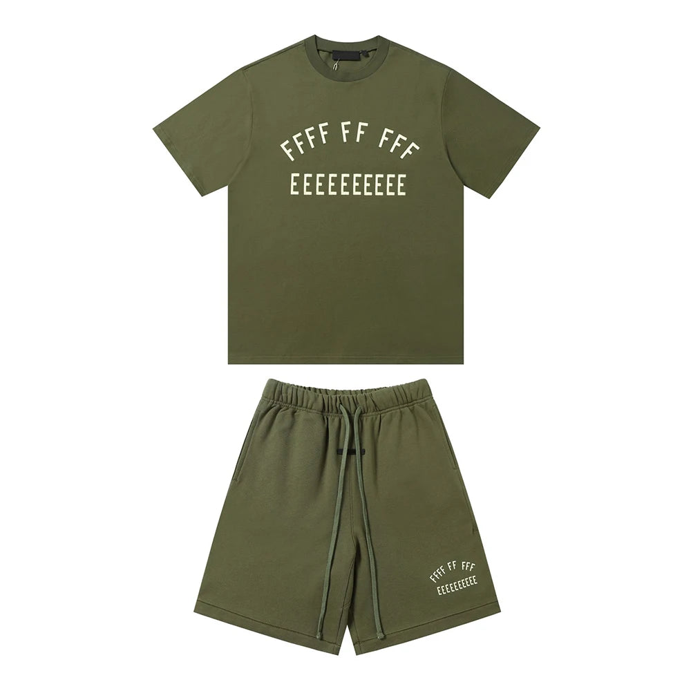 24fw Brand New Collection State Letter Print Short Sleeve T Shirt Shorts Sets Men Women