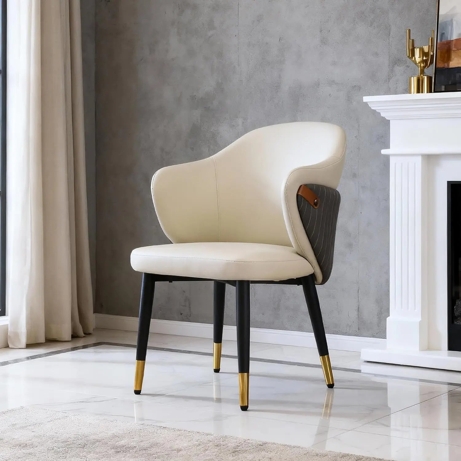 Set of 2 Modern Dining Chairs, Ergonomic PU Leather Seats with Carbon Steel Legs for Kitchen & Dining Room Chairs,, Customized