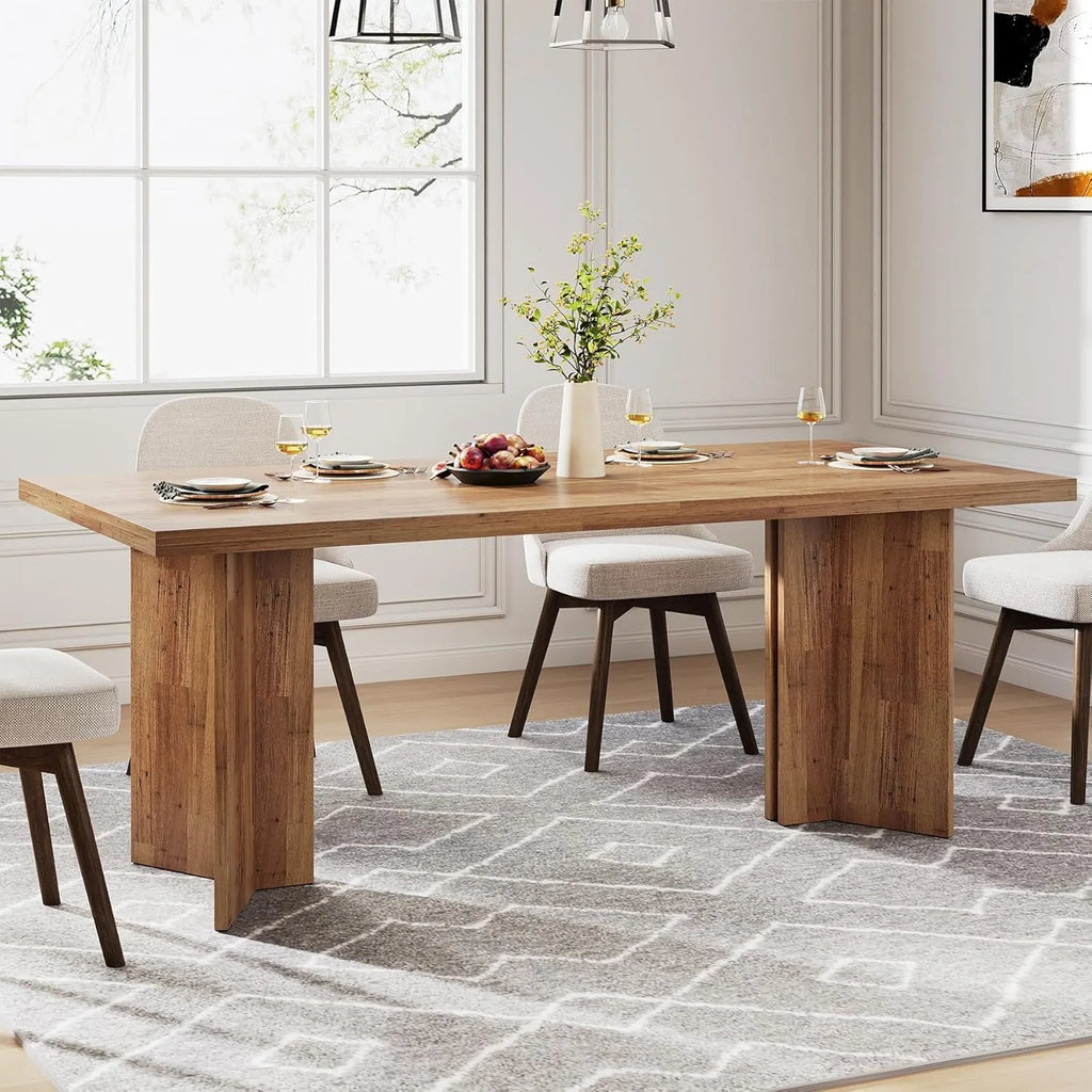 63-inch Dining Table for 4-6, Farmhouse Kitchen Table , Rectangular Eating Table for Dining Room, Living Room