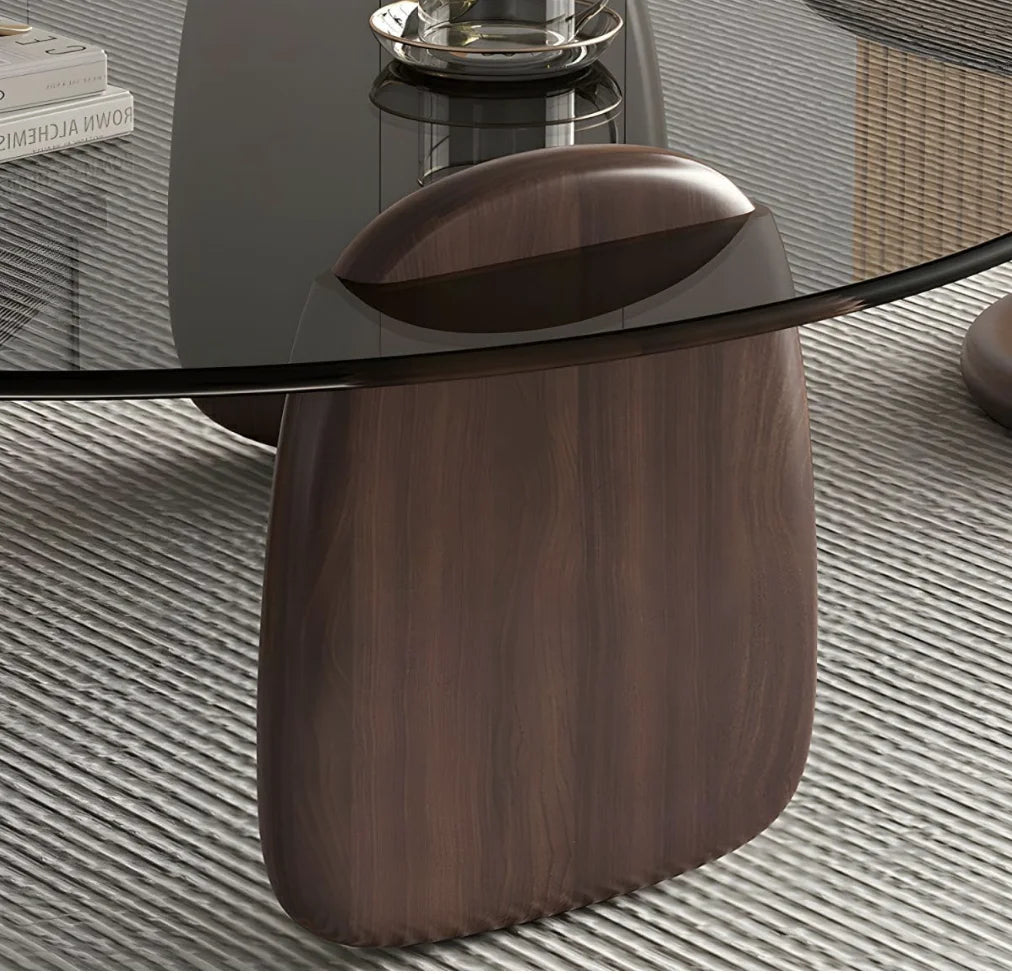 Glass Round Coffee Table Nesting Table Set of 2,