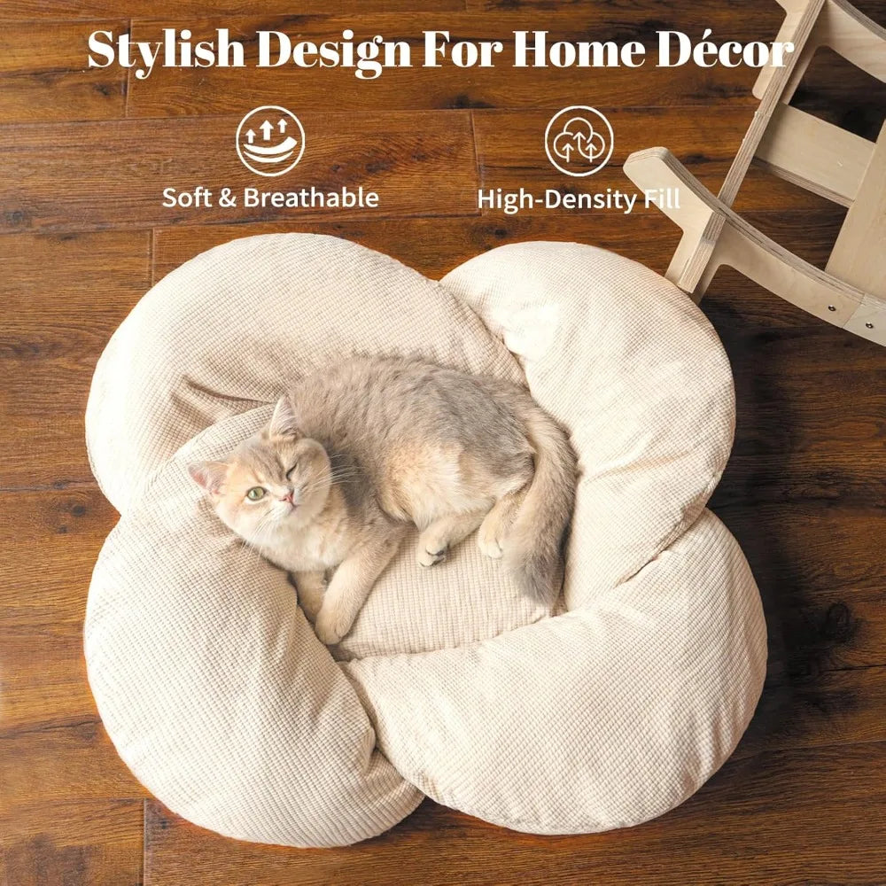 Elevated Cat Bed Wooden With Cushion Fluffy Pet Couch Sofa For Indoor Cats