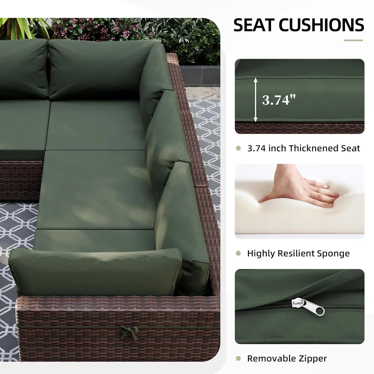 9 Pieces Patio Furniture Sets, Wicker Outdoor Sectional Sofa Couch with Coffee Table, Patio Conversation Set for, Customized